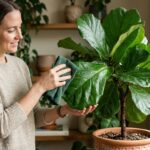 Nettoyage des feuilles d?une plante