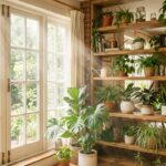 Plantes d?int?rieur pr?s d?une fen?tre lumineuse