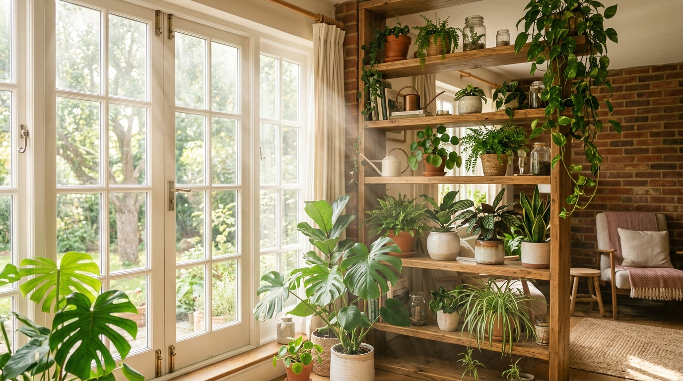 Plantes d?int?rieur pr?s d?une fen?tre lumineuse