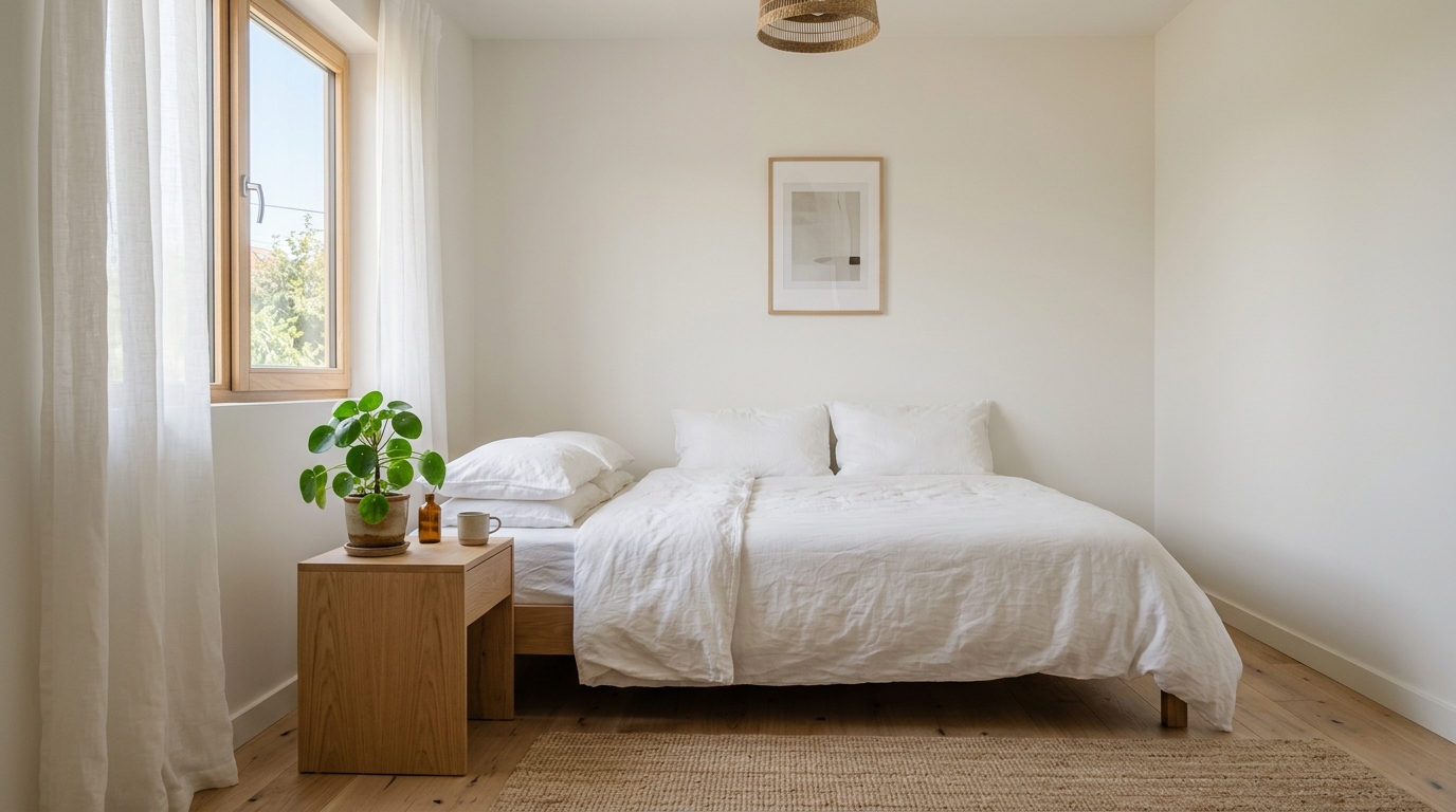 Chambre minimaliste avec plante d?int?rieur