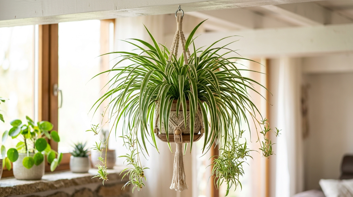 Chlorophytum dans un panier