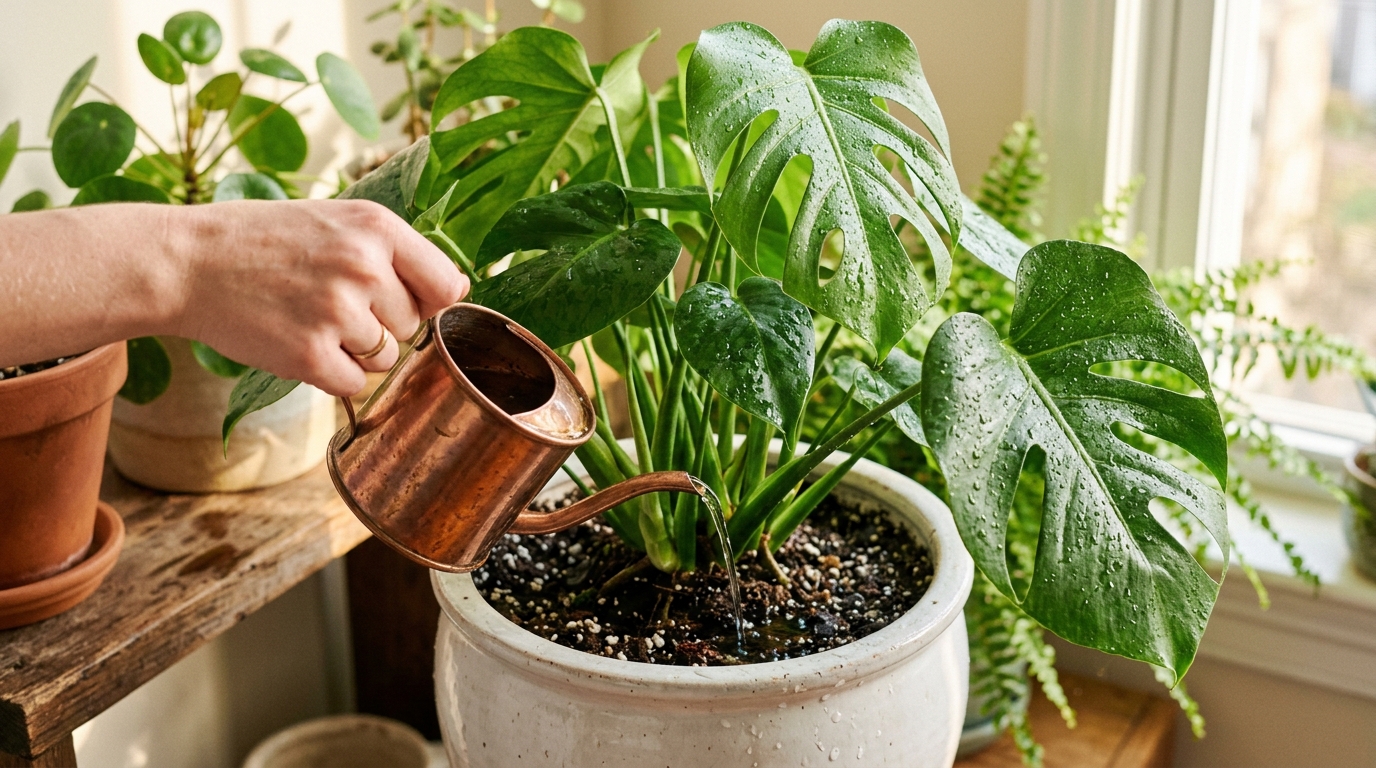 Arrosage d?un monstera