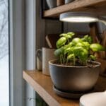 Menthe en pot intérieur dans une cuisine lumineuse