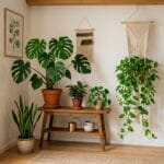 Aménagement d'un coin plantes esthétique dans un petit salon d'appartement