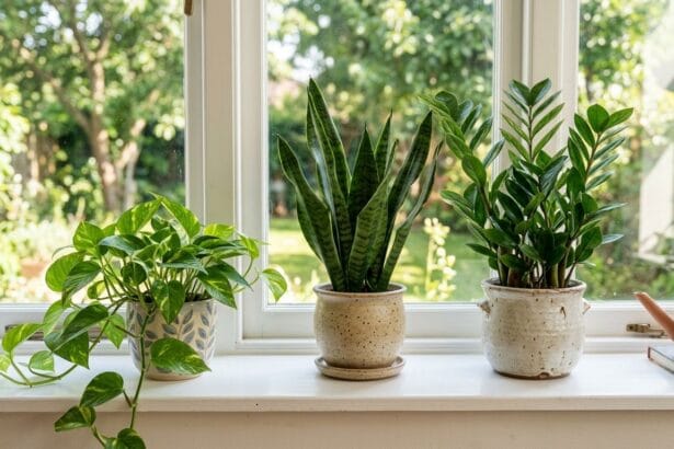Collection de plantes d'intérieur faciles à entretenir sur une étagère