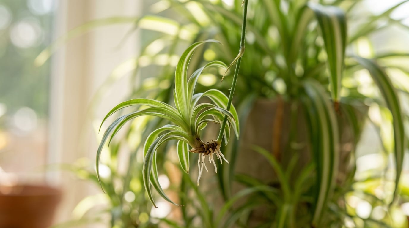 Chlorophytum plante araignée bouture suspendue avec stolons et racines
