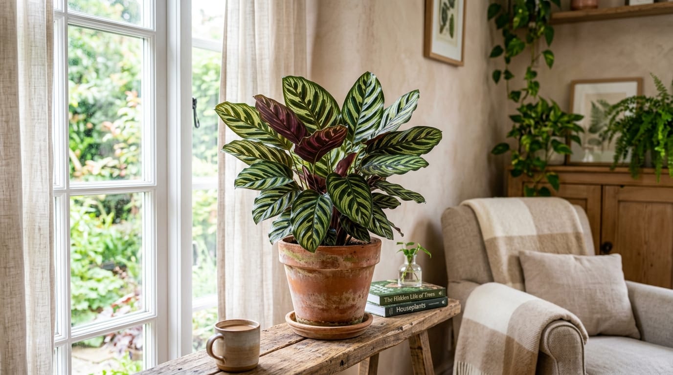 Entretien calathea intérieur dans un pot en céramique design