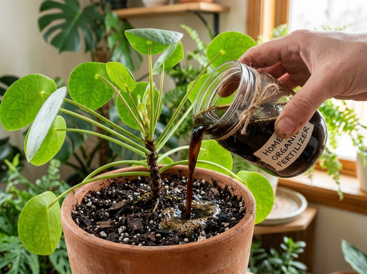 Arrosage des plantes avec un engrais liquide naturel à la peau de banane
