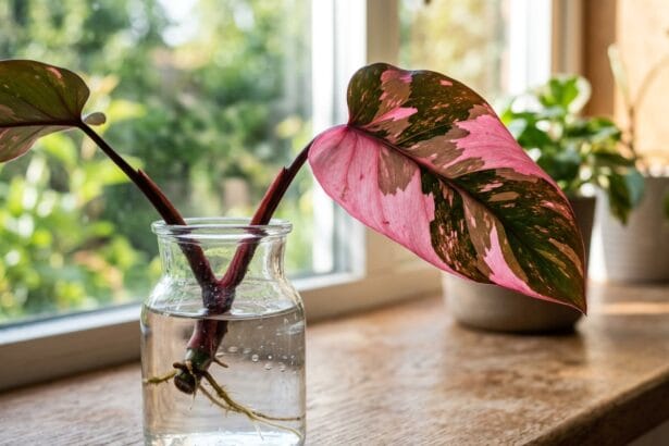 bouture philodendron pink princess dans l'eau