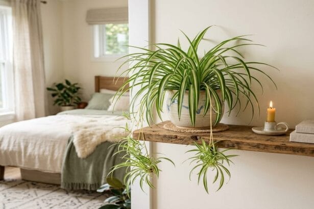 Plantes dépolluantes et apaisantes sur table de chevet pour un sommeil réparateur