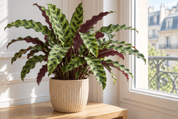 Calathea lancifolia : vue de la plante en pot