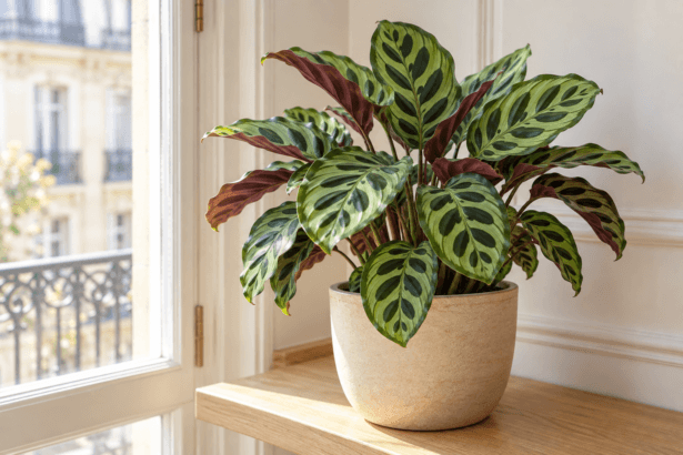 Calathea makoyana : vue de la plante en pot