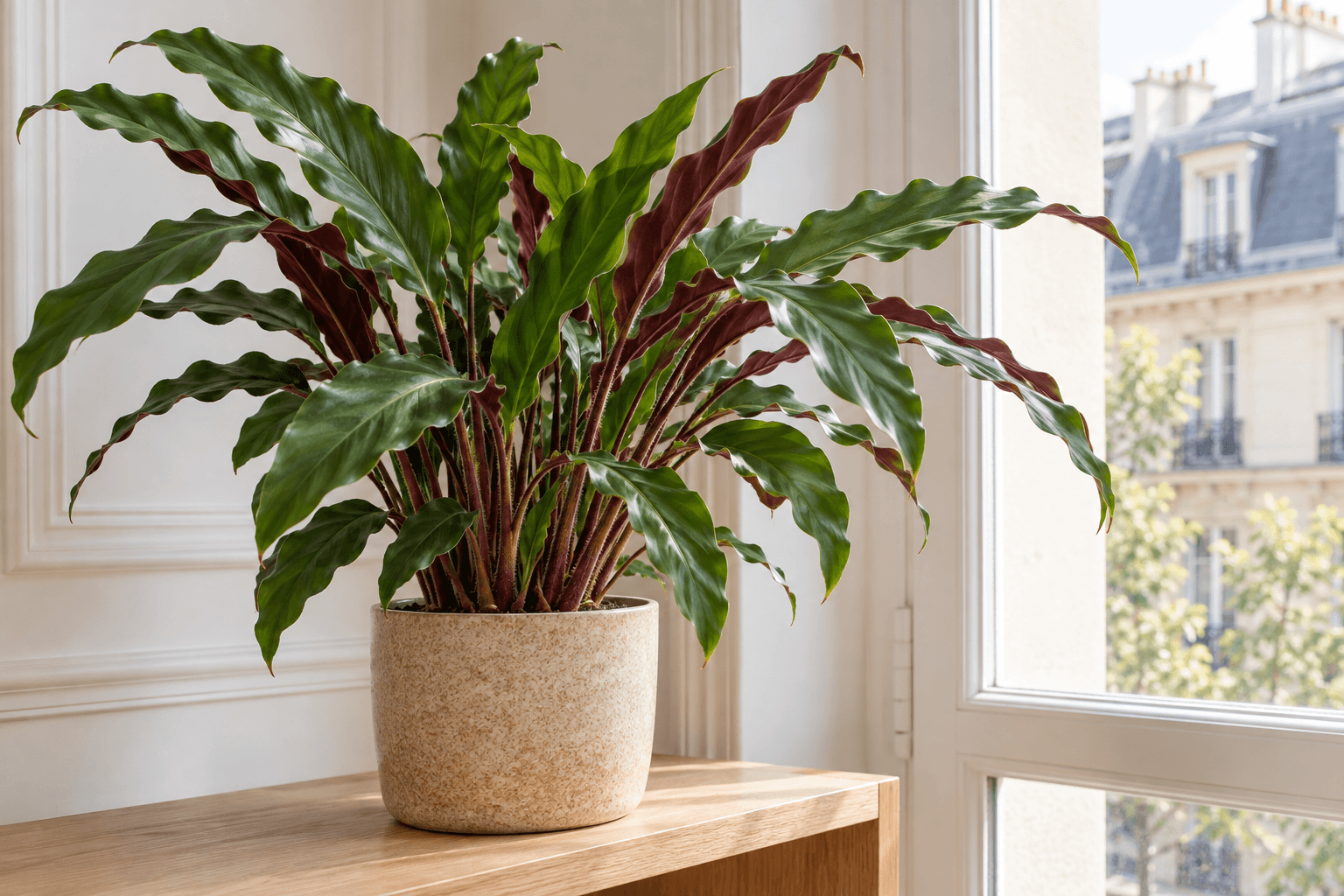 Calathea rufibarba : vue de la plante en pot
