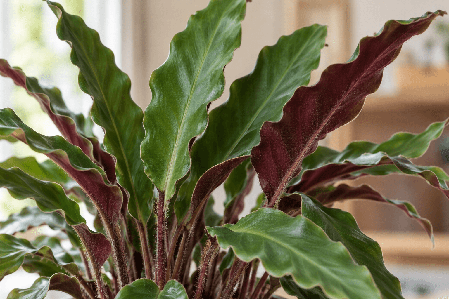 Calathea rufibarba : détail du feuillage
