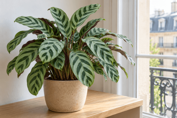 Ctenanthe burle-marxii : vue de la plante en pot