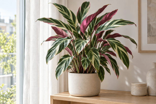 Ctenanthe oppenheimiana : vue de la plante en pot