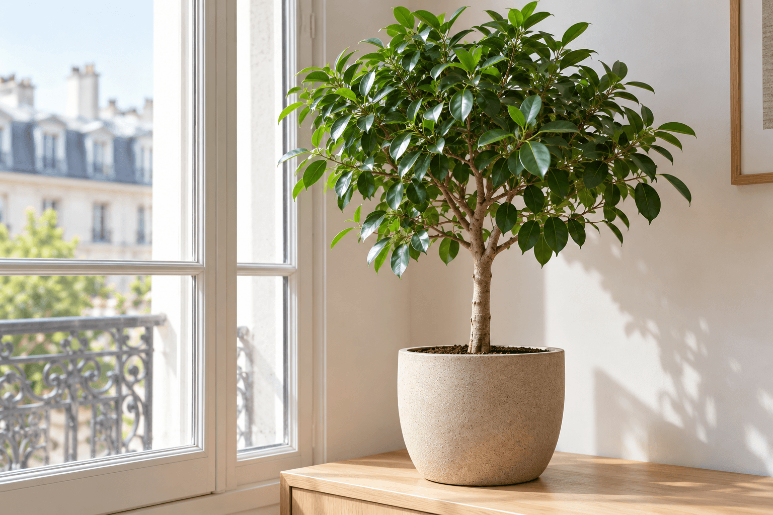 Ficus Moclame : vue de la plante en pot
