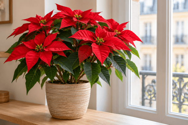 Poinsettia : vue de la plante en pot