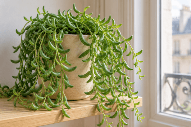 Senecio radicans : vue de la plante en pot